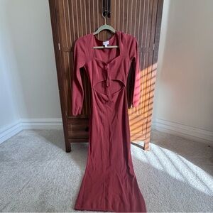 The Drop Long Sleeve Midi Dress with Stylish Opening